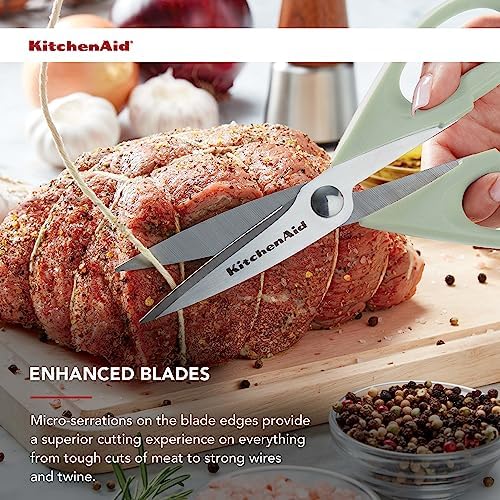 KitchenAid All Purpose Kitchen Shears with Protective Sheath Durable Stainless Steel Scissors,Dishwasher Safe,Soft Grip Comfort Handle,8.72 Inch,Pistachio,(Pack of 2) - Image 5