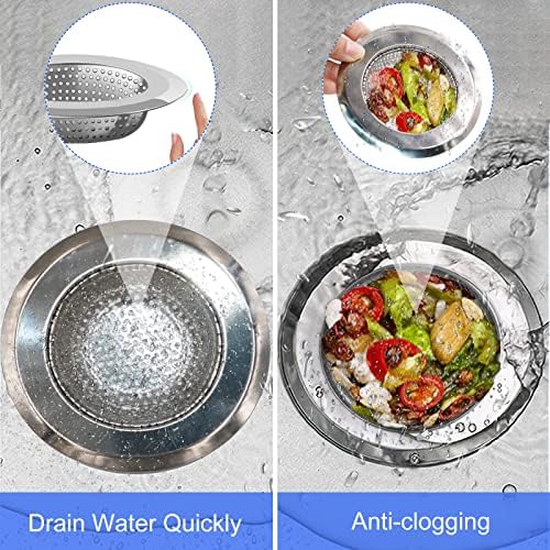 V-TOP Kitchen Drain Strainer Stopper 4 Pack, Universal 6 Inch Silicone Plug Anti-Clogging Stopper Cover, 4.5 Inch Stainless Steel Basket Strainer Food and Hair Catcher - Image 6