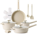 SENSARTE Ceramic Cookware Set Non-toxic 14 Pcs, Nonstick Pots and Pans Set, Dishwasher Safe Induction Cookware, Healthy Kitchen Cooking Set, PFOA/PFAS/PTFE Free