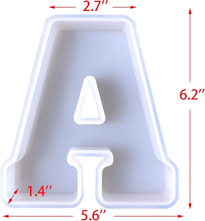 ESEDAGE 6 inch 26 Pack English Alphabet Silicone Letter Mold - Capital & Large Letter Resin Casting Mold