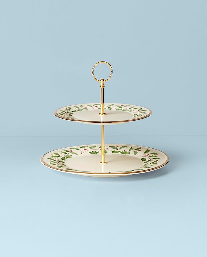 Lenox 893490 Holiday 2-Tiered Server, Christmas Dinnerware