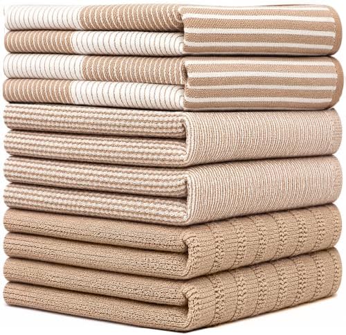Premium Kitchen Towels 6 Pack 100% Cotton, 20"x28" Dish Towels - Tan - Image 2