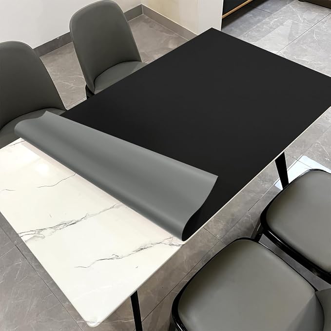 Leather Table Pad,1.8mm Thick,40x72 Inch,Dining Table Pad,Table Pads for Dining Room Table Rectangular,Table Protectors for Rectangle Tables,Dining Table Cover(Black+Gray,40x72)