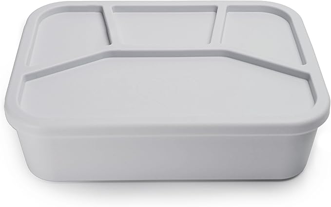 Ullabelle Leak Proof Bento Box Food-Grade Silicone Bento, BPA, Phthalate, Lead, & PVC Free - Bento Lunch Box for Daycare, Kids, & Adults - Leak Resistant Sets With Lids Snack Box Container (Grey 4)