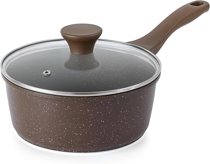 SENSARTE Nonstick Saucepan with Lid 2.5 Quarts - Granite Coating Medium Pot