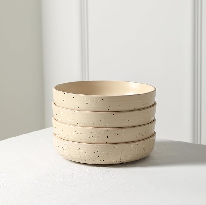 Stone Lain Lauren Modern Stoneware 16-piece Round Dinnerware Set, Plates and Bowls Set, Dish set for 4, Beige