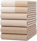 Premium Kitchen Towels 6 Pack 100% Cotton, 20"x28" Dish Towels - Tan by BumbleTowels