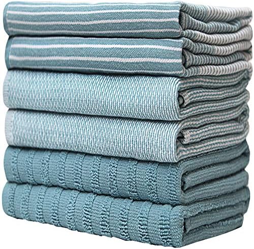 Premium Kitchen Towels 6 Pack 100% Cotton, 20"x28" Dish Towels - Aqua - Image 6