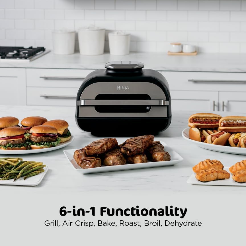 Ninja FG551 Foodi Smart XL 6-in-1 Indoor Grill and Air Fryer, 4 Qt Capacity, Black/Silver - Image 2