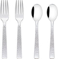 KIRE 400PCS Silver Plastic Forks and Spoons Disposable-Heavy Duty Plastic Silverware Set Silver Spoons and Forks-200 Forks and Spoon for Parties/Birthday/Wedding for Christmas