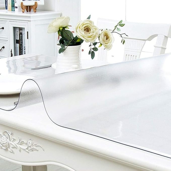 NECAUX Custom Multisize 1.5mm Thick Frosted PVC Table Cover Protector - 42 x 78 Inch Rectangular Plastic Protective Table Pad Kitchen Wood Grain Vinyl Cover for Dining Room Table/Office Desk