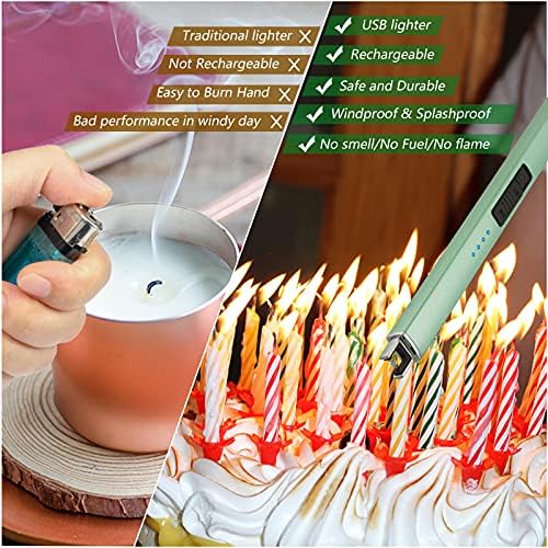 MEIRUBY Electric Candle Lighter, Christmas Stocking Stuffers Gifts for Women Mom Men Wife Sister, USB Arc Rechargeable Windproof Long Lighter for Candle BBQ Housewarming Birthday Gifts Idals - Image 4