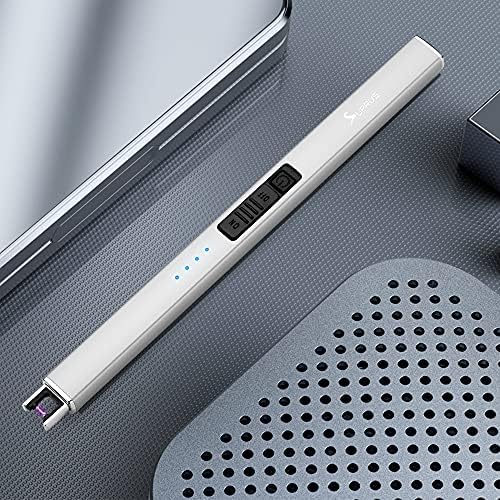 SUPRUS Electric Arc Windproof Flameless USB Lighter Rechargeable Lighter with Safety Lock for Candle BBQ Camping (Silver, 3) - Image 5