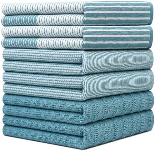 Premium Kitchen Towels 6 Pack 100% Cotton, 20"x28" Dish Towels - Aqua - Image 2