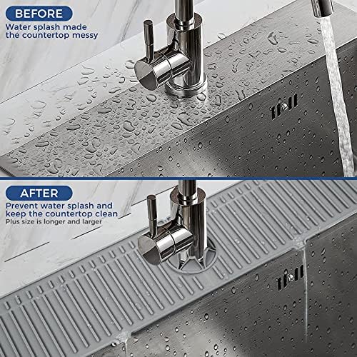 XXL Silicone Faucet Handle Drip Catcher Tray Mat, Large Silicone Faucet Mat, Dish Soap Sponge Holder for Kitchen Sink Accessories, Drying Mat for Kitchen Counter & Bathroom Kitchen Sink Splash Guard - Image 4