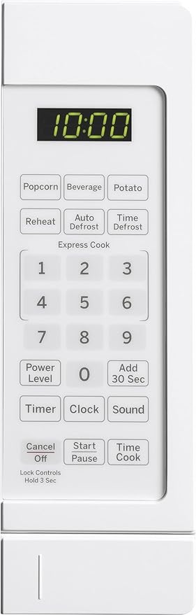 GE Countertop Microwave Oven, Compact 0.7 Cubic Ft., 700-watt Capacity, 6 Auto Cooking Settings, Child-Lock Technology, Kitchen Essentials for the Countertop, Dorm Room or Apartment, White