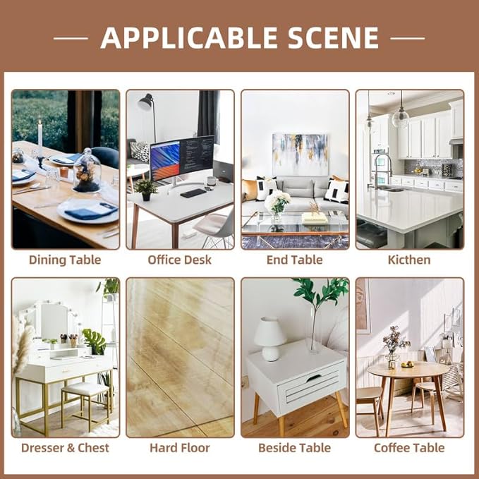 Warmstar Clear Table Cover Protector 40 x 78 Inch,1.5mm Thick Plastic Table Cover Rectangle,PVC Clear Table Protector,Desk Protector Mat for Kitchen, Dresser, Writing Desk，Dining Room Table