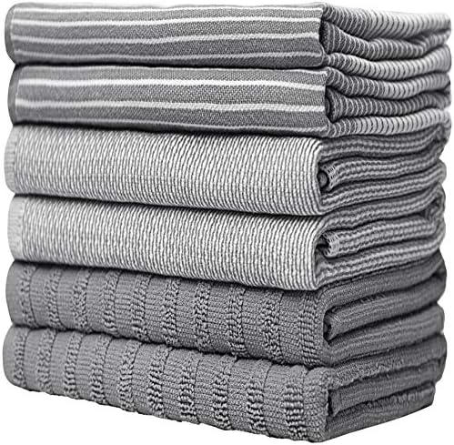 Premium Kitchen Towels 6 Pack 100% Cotton, 20"x28" Dish Towels - Grey - Image 6
