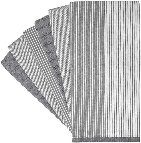 Premium Kitchen Towels 6 Pack 100% Cotton, 20"x28" Dish Towels - Grey - Image 3