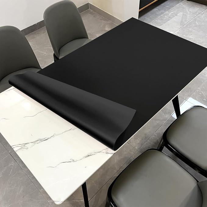 Leather Table Pad,1.8mm Thick,40x72 Inch,Dining Table Pad,Table Pads for Dining Room Table Rectangular,Table Protector for Dining Room Table,Table Top Protector(Black+Black,40x72)
