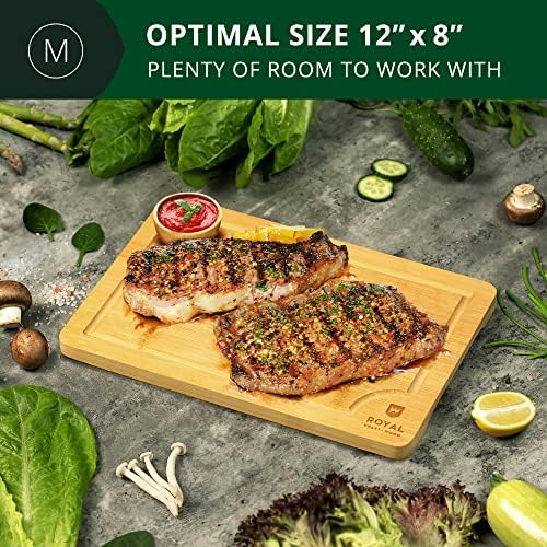 ROYAL CRAFT WOOD Bamboo Cutting Board with Juice Groove - Kitchen Chopping Board for Meat Cheese and Vegetables, Heavy Duty Serving Tray - Image 4