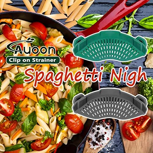 AUOON Clip On Strainer Silicone for Pots, Standard 8.86 x 3.55in, Sea Blue - Image 4