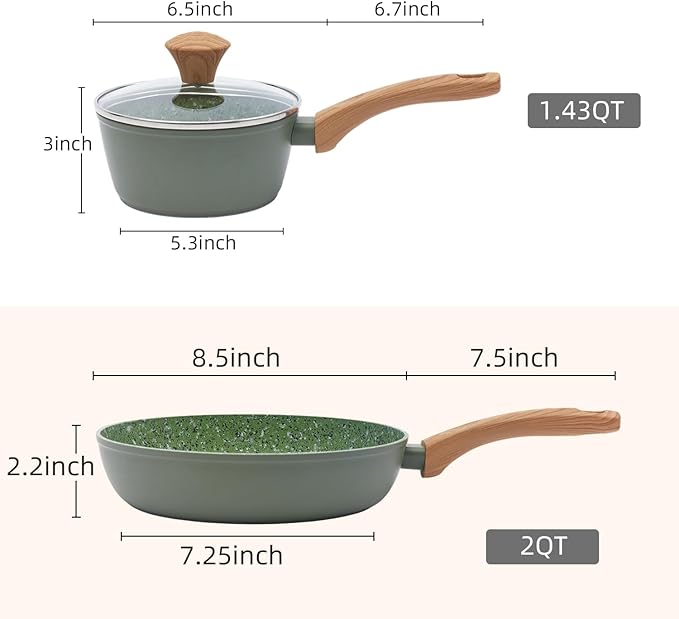 Nonstick Cookware Set 2-Piece 8.5" Green - PFOA Free