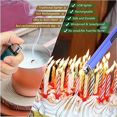 MEIRUBY Electric Candle Lighter, Christmas Stocking Stuffers Gifts for Women Mom Men Wife Sister, USB Arc Rechargeable Windproof Long Lighter for Candle BBQ Housewarming Birthday Gifts Idals - Image 4