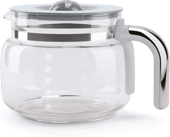 Smeg 50's Retro Style Aesthetic Drip Coffee Machine with 10 Cup Glass Carafe, Auto Start Feature, Keep Warm Plate, and Two Coffee Strength Settings (Red)