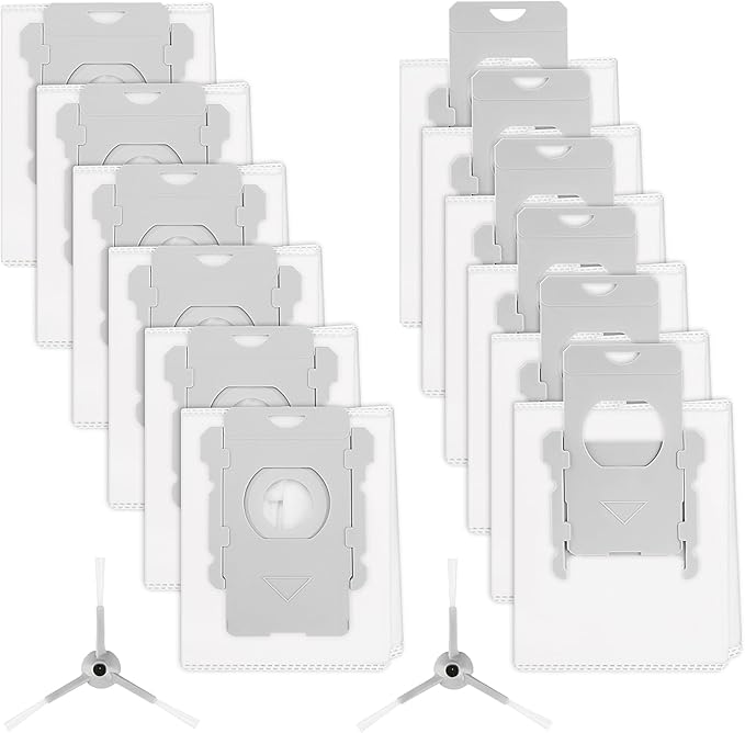 12 Pack Vacuum Bags for iRobot Roomba i7+, i1+, i2+, i3+, i4+, i5+, i6+, i8+, j6+, j7+, j8+, j9+, s9+, Combo i5+, j5+, j7+, j9+ – High-Efficiency Clean Base Dirt Disposal Replacement Bags