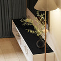 Leather Table Cover,1.8mm Thick,17x72 Inch Desk Cover,Dresser Cover Top,Dresser Protector Top,Dresser Cover,End Table Cover.(Black+Gray,17x72)