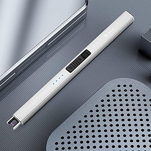 SUPRUS Electric Lighter Arc Windproof Flameless USB Rechargeable Lighter with Safety Lock for Candle BBQ Camping (Silver) - Image 2