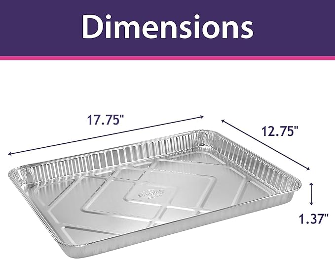 Aluminum Pans Half Size Cookie Sheet 100 Count Durable Nonstick Baking Sheets 17.75" x 12.75"