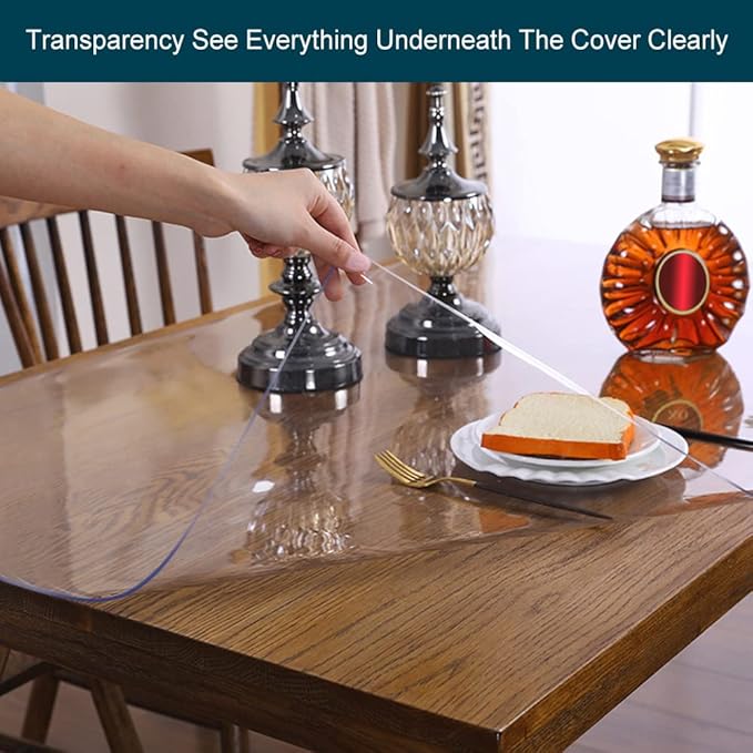 Clear Plastic Laptop Desk Cover Writing Table Cover Protector 15x19 in Transparent Rectangular Tablecloth 1.5mm Thick Vinyl Table Pad Protector Mat for Kitchen Countertop Dining End Table Night Stand