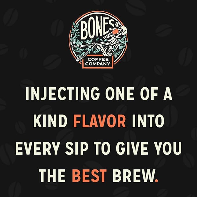 Bones Coffee Company Macamaniac, Macadamia and Coconut Flavored Coffee, Medium Roast Low Acid Arabica Beans Compatible with Auto drip and French Press Coffee Maker, 12 Oz Ground