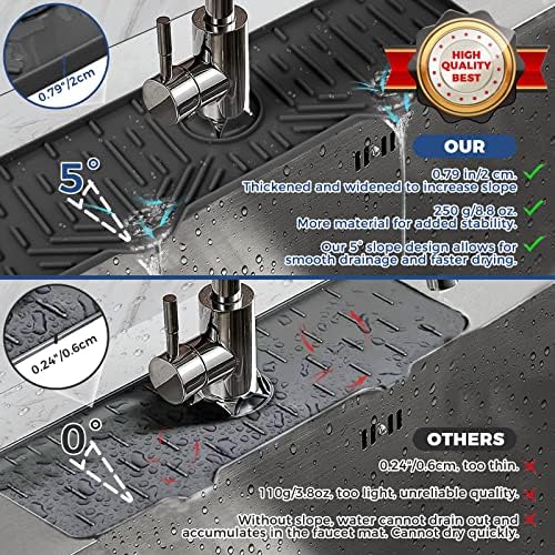 BFONS XL Silicone Faucet Handle Drip Catcher Tray, 18.1in x 5.7in x 0.79in, Black - Image 4