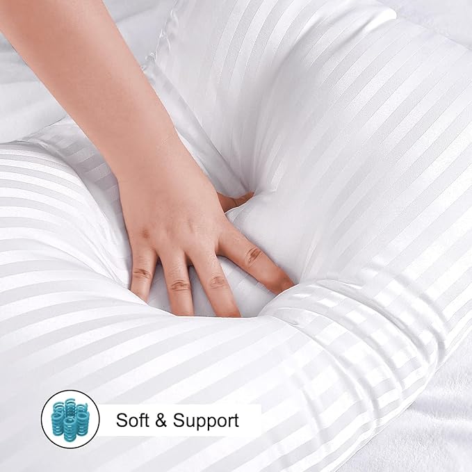 EIUE Hotel Collection Bed Pillows Queen Size - Breathable Cotton Cover 2 Pack