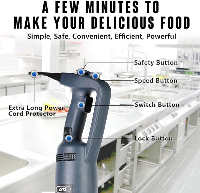 VONCI 500W Commercial Immersion Blender Handheld, 20" 304 Removable Shaft, Heavy Duty Stick Blender with Variable Speed 6000-20000RPM, Long Hand Mixer for Professional Kitchen Use.
