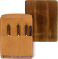 ELIZO Personalized Premium Full Grain Leather Chef Knife Roll, 17L x 14W inches Knife Storage Travel Case, Professional Customizable Chef Knife Case - Holds 4 Chef Knives