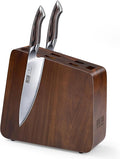 HOSHANHO Magnetic Knife Block 10 x 9 Inches, Double Sided Magnetic Knife Holder and Kitchen Knife Organizer Storage, 7 Slots Acacia Wood Universal Knife Block for Chefs