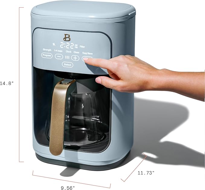 Beautiful Coffee Maker, 14-Cup, Touch-Activated Display, Programmable, Automatic Shut-Off, 1200W, Keep Warm, 24h Timer (Cornflower Blue)