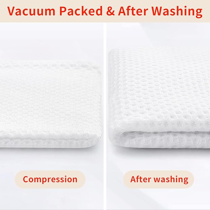 Homaxy 100% Cotton Waffle Weave Kitchen Dish Towels, Ultra Soft Absorbent Quick Drying Cleaning Towel, 13 x 28 Inches, 4-Pack, White