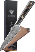 Kitchen Utility Knife 5 Inch, Professional Kitchen Chef Knife, Ultra Sharp Damascus Powder Steel with Full-tang Resin Handle, Bi Series