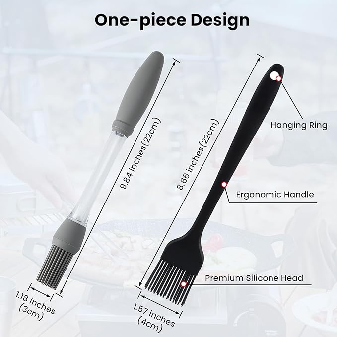 GEEKHOM Basting Brushes, Silicone Basting Pastry Baking Brush Set Heat Resistant Spread Oil Butter Sauce Marinade Meat Glazing for BBQ Grill Barbecue Baking Kitchen Cooking, 4 Pack, Black