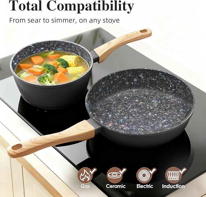 Nonstick Cookware Set 2-Piece 8.5" Black - PFOA Free