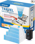 Combo 16 Pack Travel Vacuum Bags with Portable Electric Pump, Space Saver Vacuum Storage Bags for Clothing and Luggage, Travel Essentials