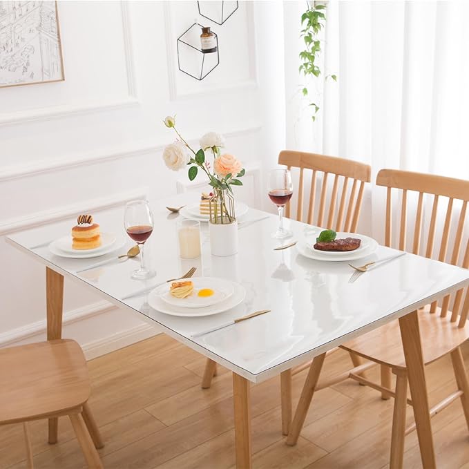 32 x 42 Inch Clear Table Cover Protector, Clear Table Protector for Dining Room Table, 1.5mm Plastic Table Cover, Waterproof Table Pad for Kitchen, Office