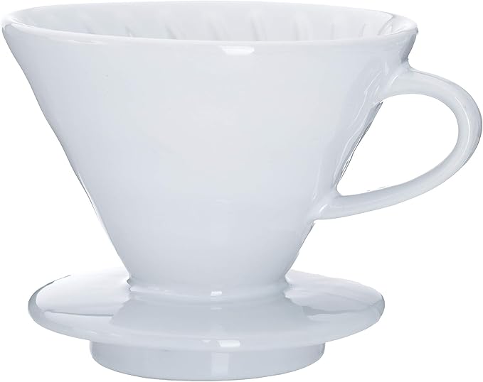 Pour Over Coffee Dripper - Ceramic Slow Brewing Accessories for Home, Cafe, Restaurants - Easy Manual Brew Maker Gift - Extra Small - White, 1 Cup