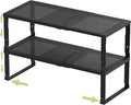 Adjustable Expanable Stackable Spice Rack Shelf Pantry Storage Organizer for Kitchen Cabinet,Countertop,Bathroom and More.Space is no Longer Limited(2Packs/Black/Medium)