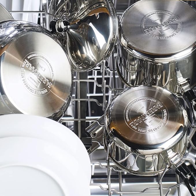 Farberware Classic Stainless Steel Cookware Set 15-Piece - Complete Kitchen Pots and Pans